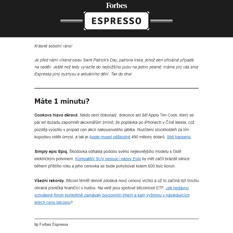 Víkendové Espresso: Cookův přešlap, pracák pod vlivem a tutová cihla
