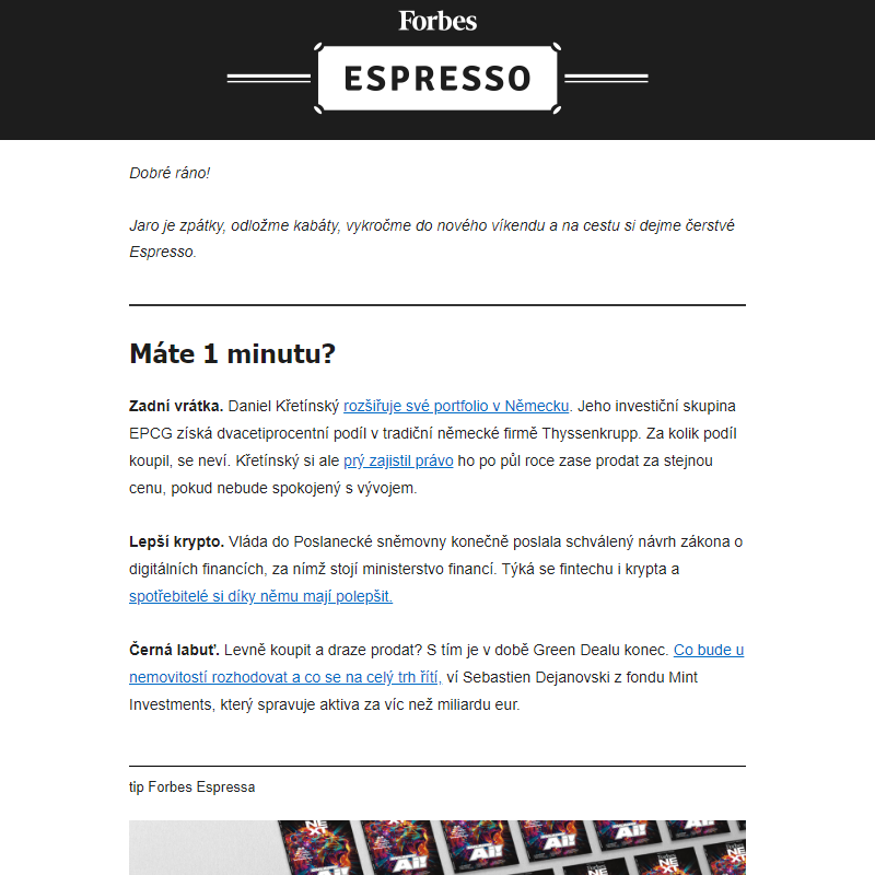 Víkendové Espresso: Křetínský nakupuje v Německu. EU vidí Shein a černá labuť přilétá