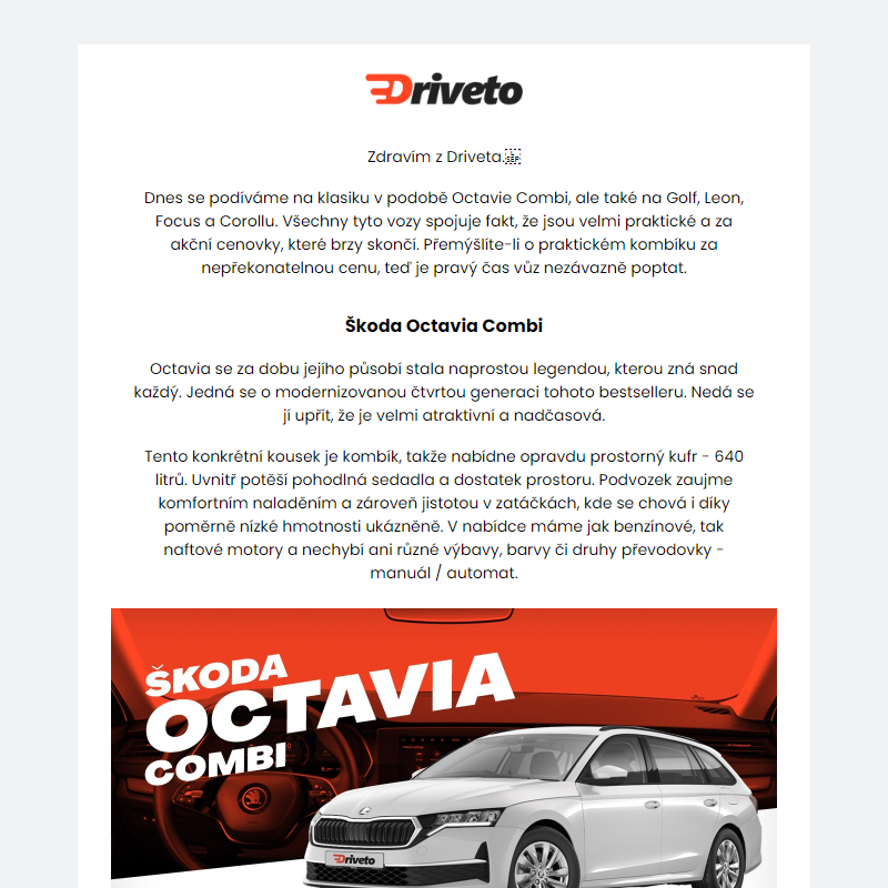 _ Škoda Octavia Combi od 4586 Kč/měs + další 4 kombíky _