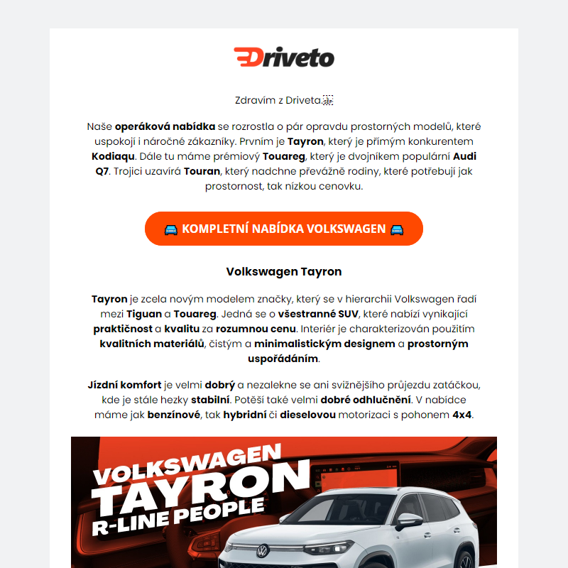 _ Nové Volkswageny v nabídce - Tayron _ Touareg _ Touran _