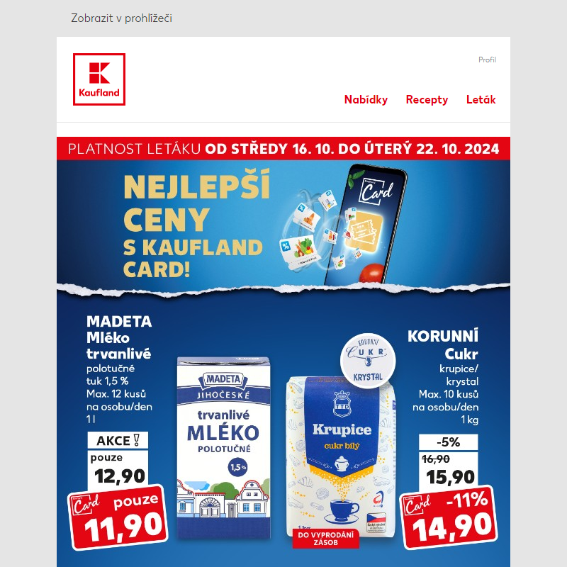 Cukr krupice / krystal 1 kg za 14,90 Kč s Kaufland Card - Již od středy!