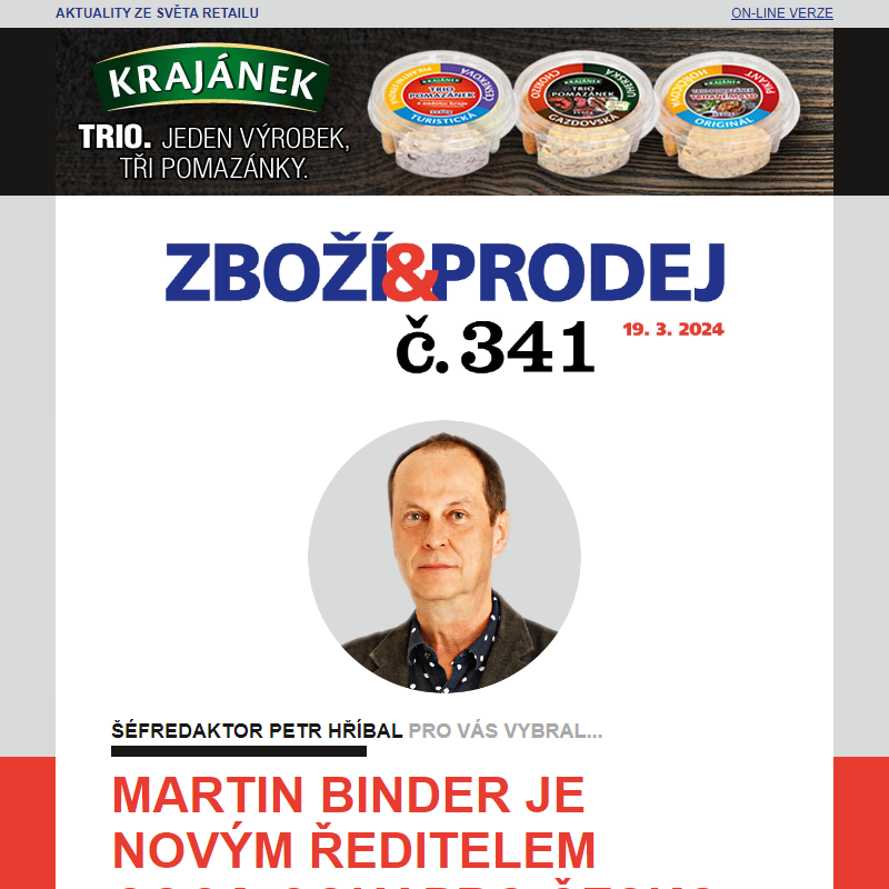 Zboží&Prodej č. 341: Martin Binder ředitelem Coca-Coly v Česku a na Slovensku... a další zprávy