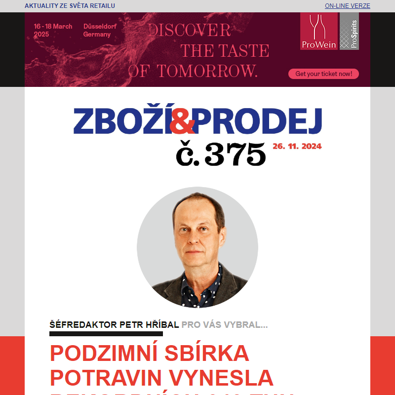 Zboží&Prodej č. 375: Sbírka potravin vynesla rekordních 640 tun potravin... a další zprávy