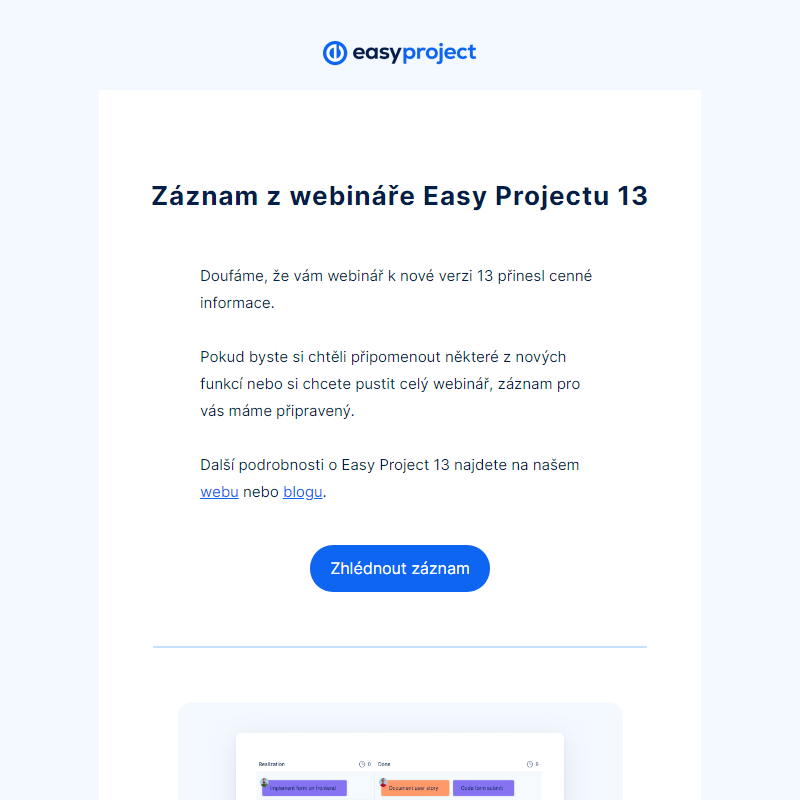 Záznam z webináře Easy Projectu 13