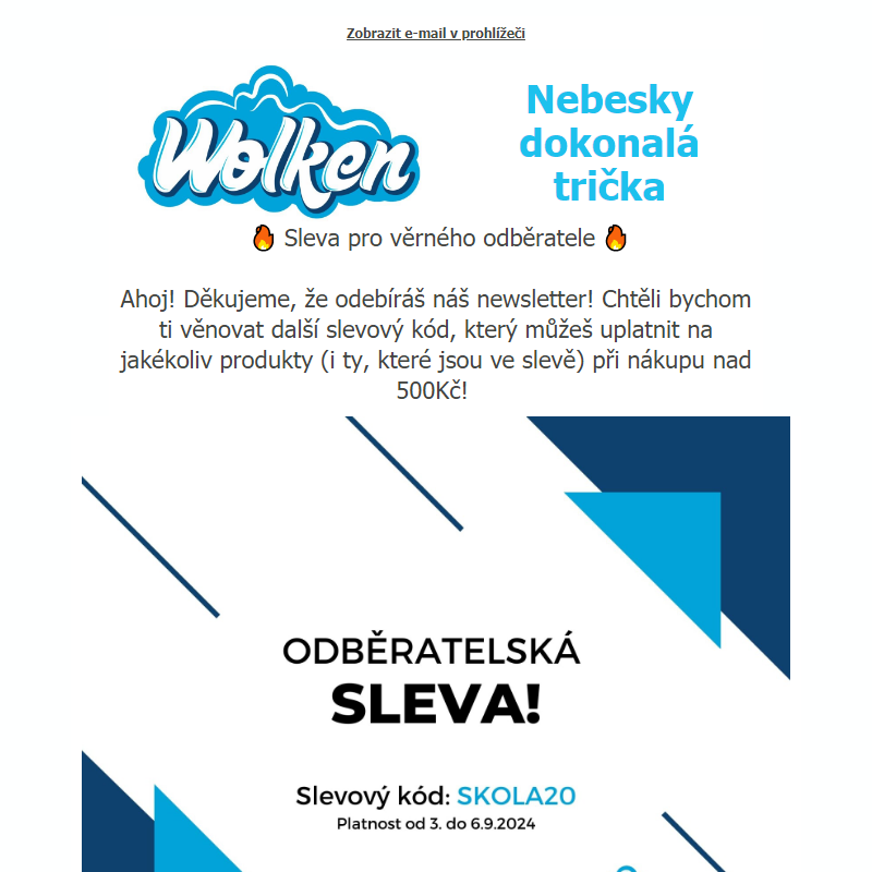 _ Odběratelská sleva na trička _ | Wolken.cz Nebesky dokonalá trička