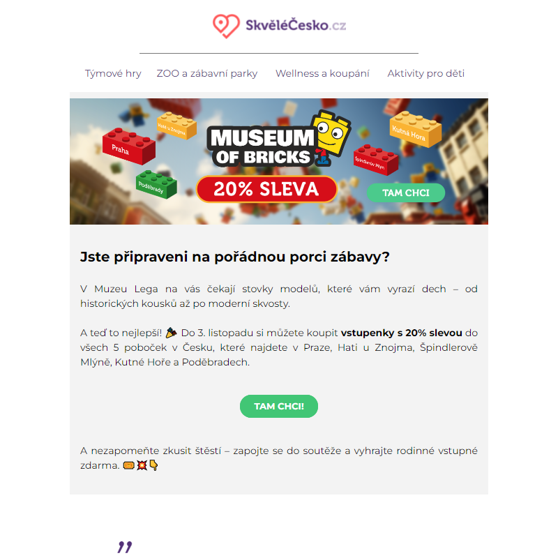 Sleva 20 % na muzeum plné kostiček Lega _ | Soutěž o rodinné vstupenky _