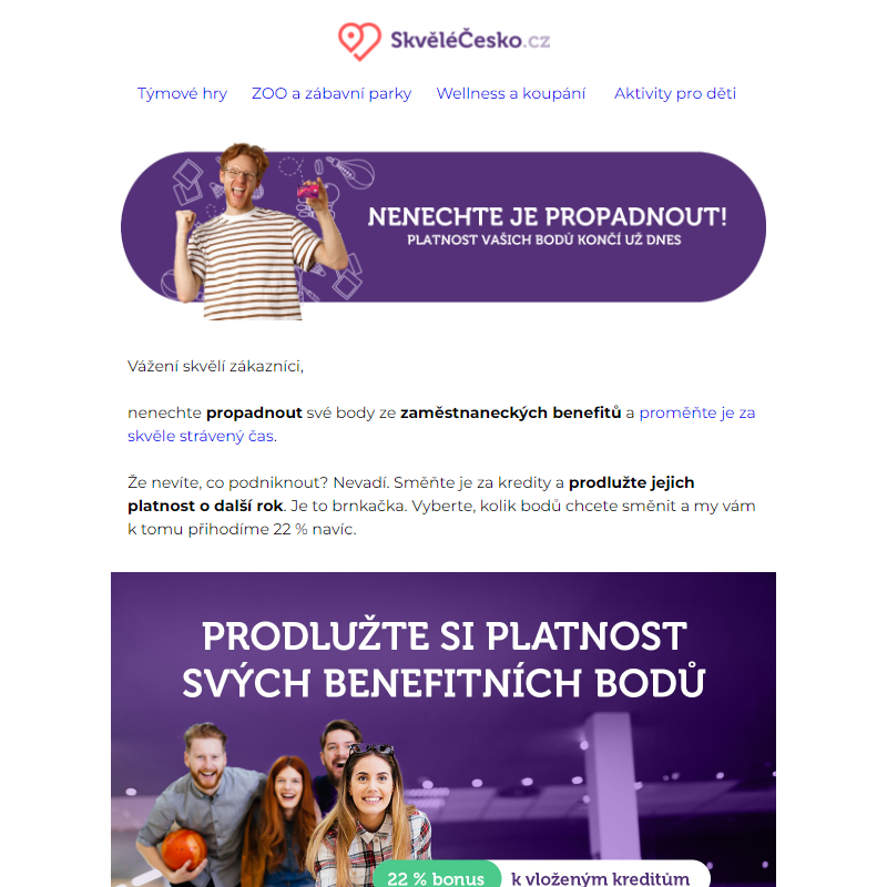 Už dnes končí platnost vašich benefitních bodů _