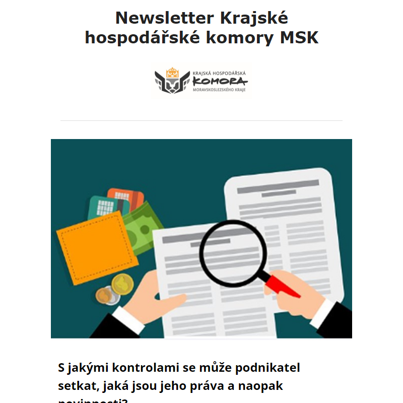 Newsletter Krajské hospodářské komory MSK 15. 5. 2024