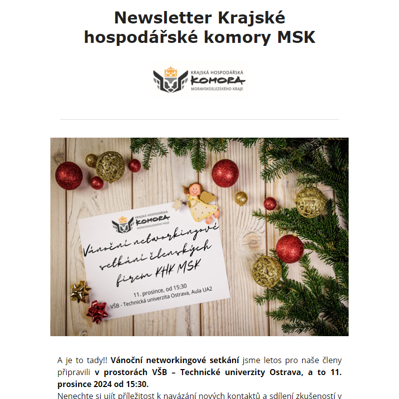 Newsletter Krajské hospodářské komory MSK 30. 10. 2024