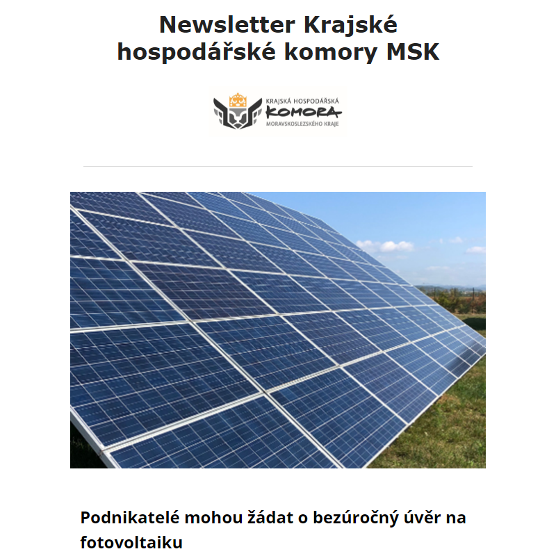 Newsletter Krajské hospodářské komory MSK 14. 8. 2024