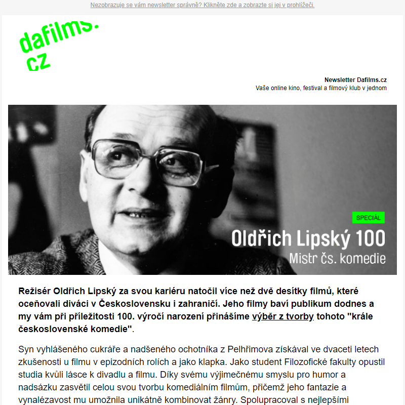 100 let od narození Oldřicha Lipského