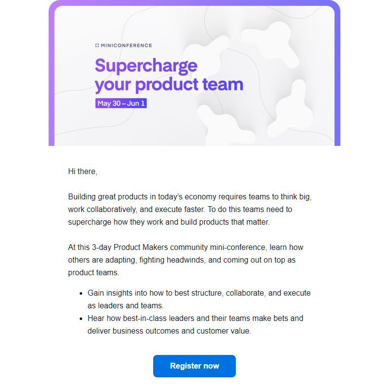 Join us at our supercharge your product team mini-conference