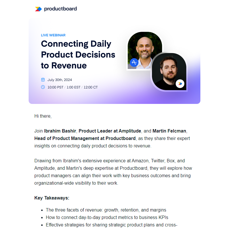 [Last Call] Connecting Daily Product Decisions to Revenue Webinar