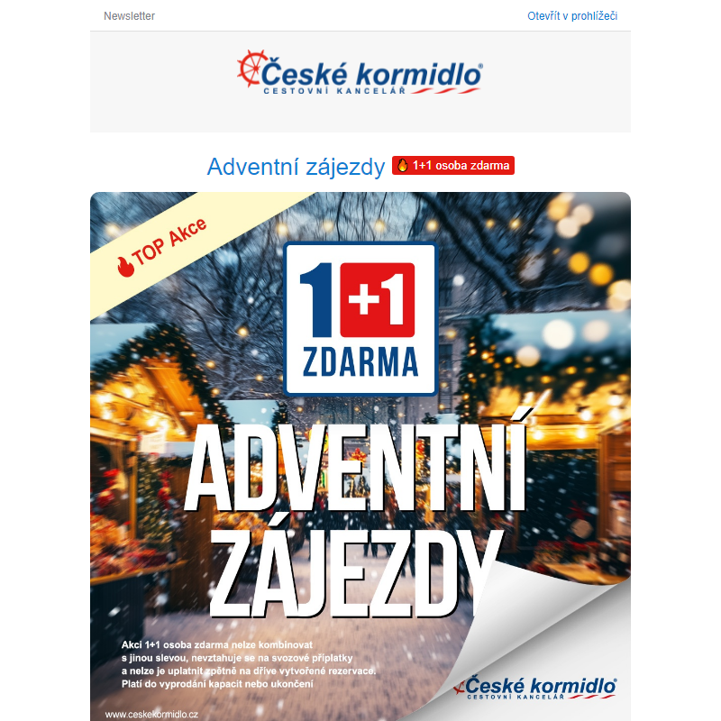 _ Nová akce | 1+1 osoba zdarma | Adventní zájezdy