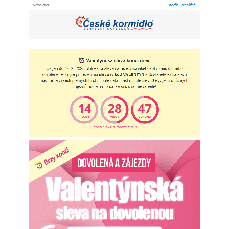 DNES KONČÍ _ Valentýnská sleva na dovolenou