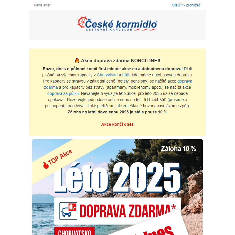 __ DNES KONČÍ _ Akce doprava zdarma u letní dovolené 2025