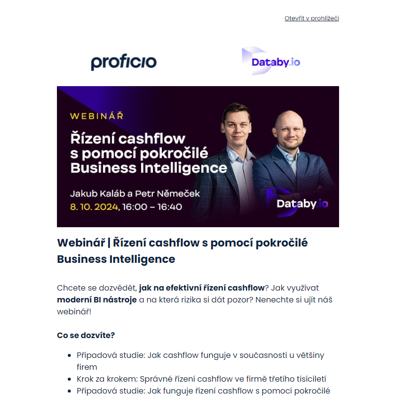 Webinář: Řízení cashflow s pomocí pokročilé Business Intelligence