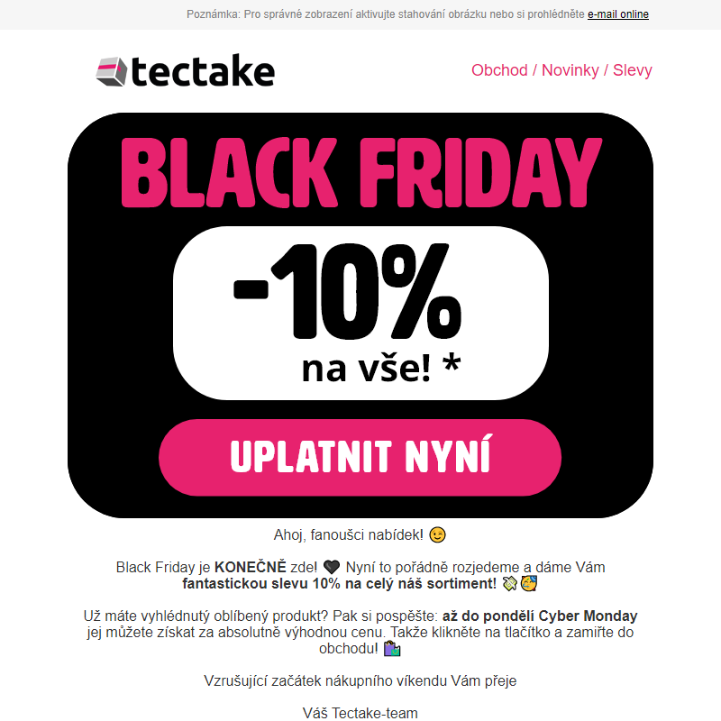 Black Friday: sleva 10% na vše _