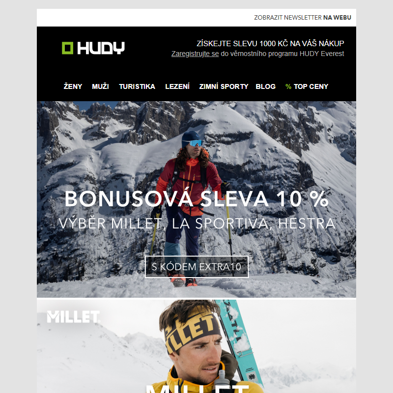 _ Bonusová sleva -10 % na značky Millet, La Sportiva a Hestra _