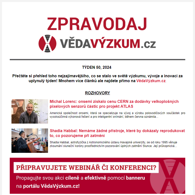 Zpravodaj portálu VědaVýzkum.cz