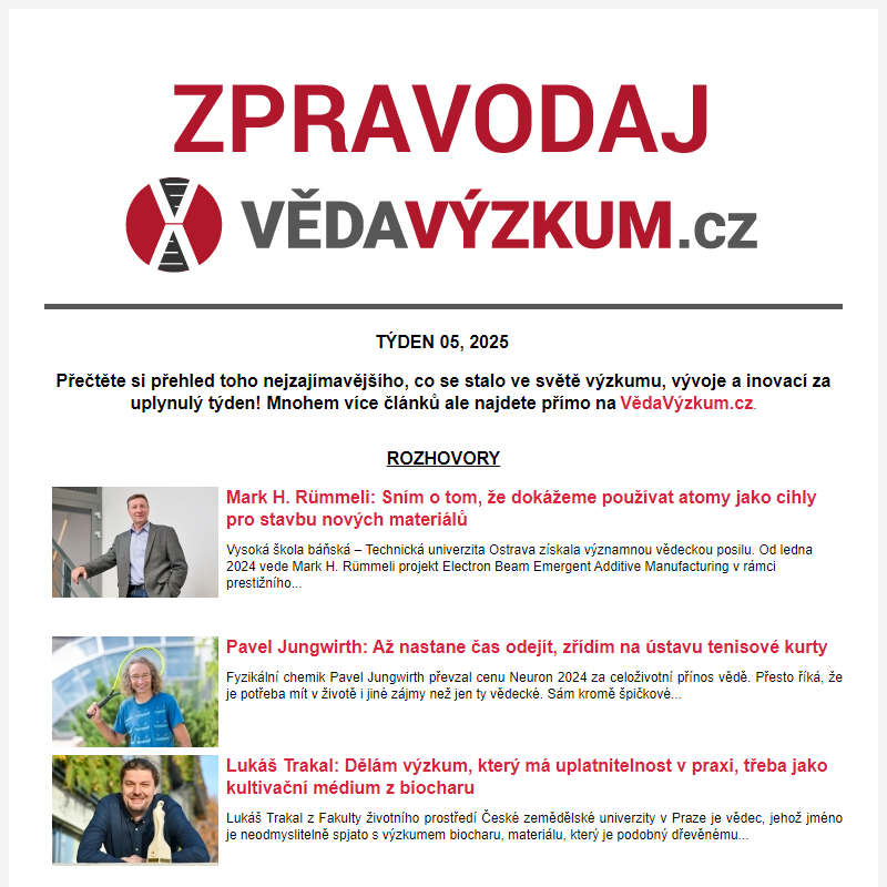 Zpravodaj portálu VědaVýzkum.cz