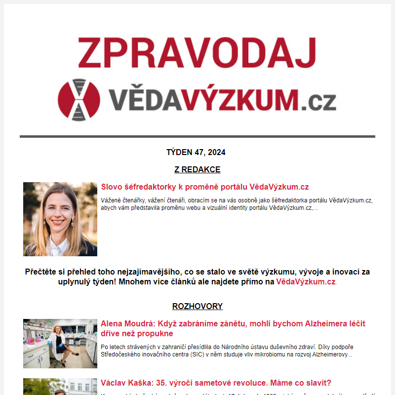 Zpravodaj portálu VědaVýzkum.cz