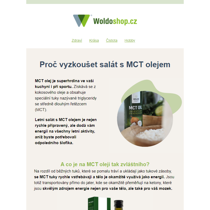 Proč vyzkoušet salát s MCT olejem