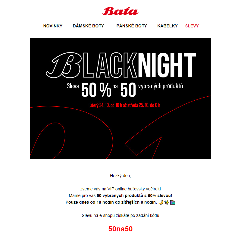 _ Black night _ | 50 produktů s 50% slevou! Pouze dnes v noci!