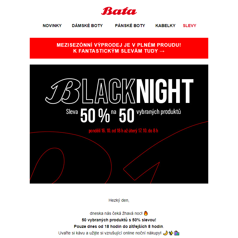 _ Black night _ | 50 produktů s 50% slevou! Pouze dnes v noci! ___
