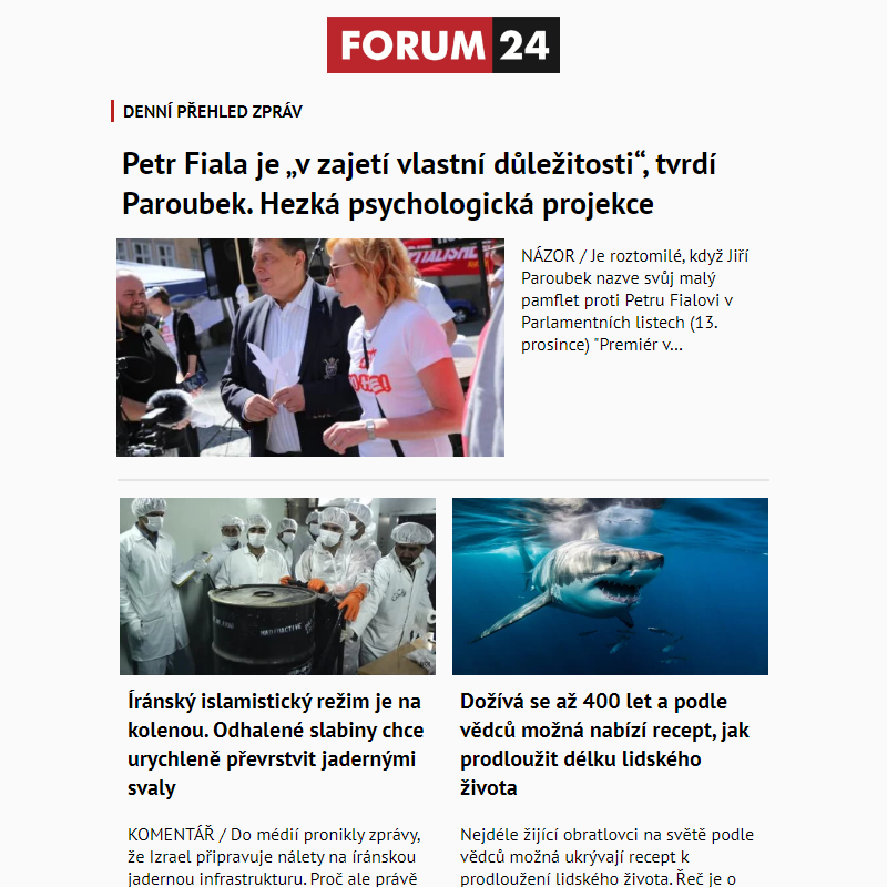 _ Ať nepřijdete o to nejlepší z deníku FORUM 24!