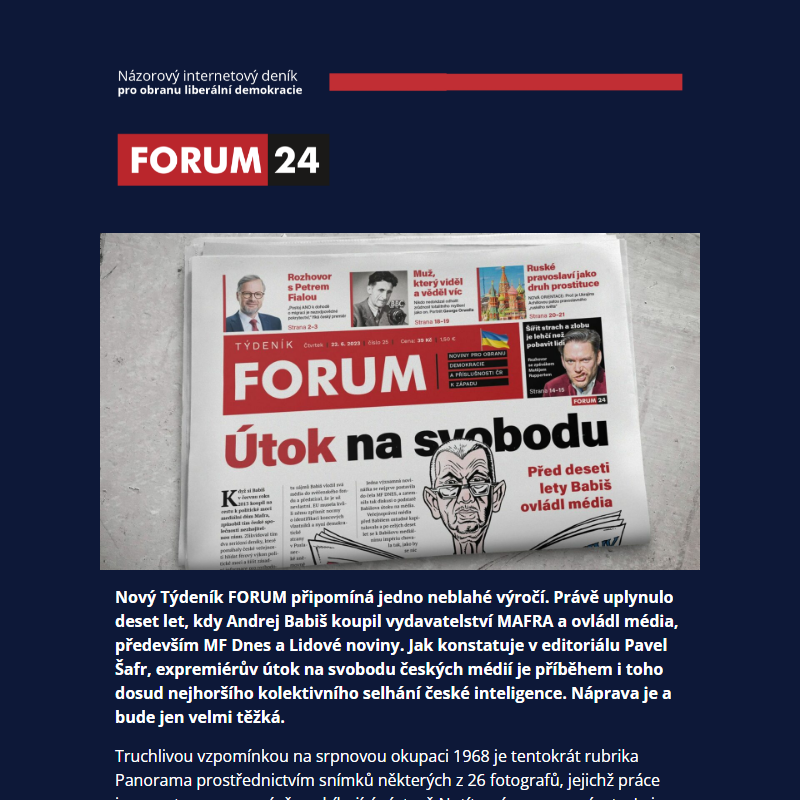 Nový Týdeník FORUM: Útok na svobodu, před deseti lety Babiš ovládl média
