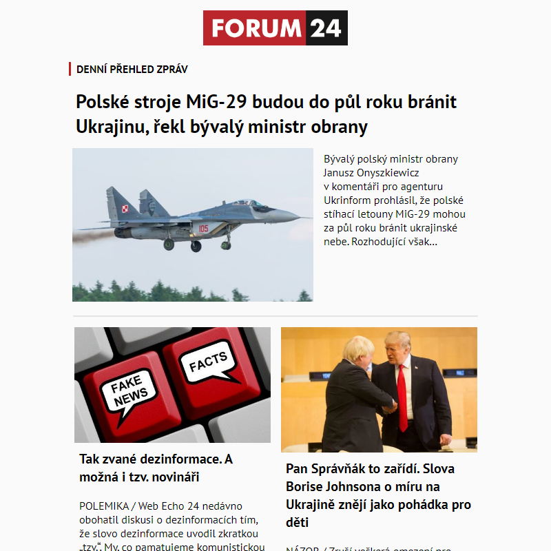 _ Ať nepřijdete o to nejlepší z deníku FORUM 24!