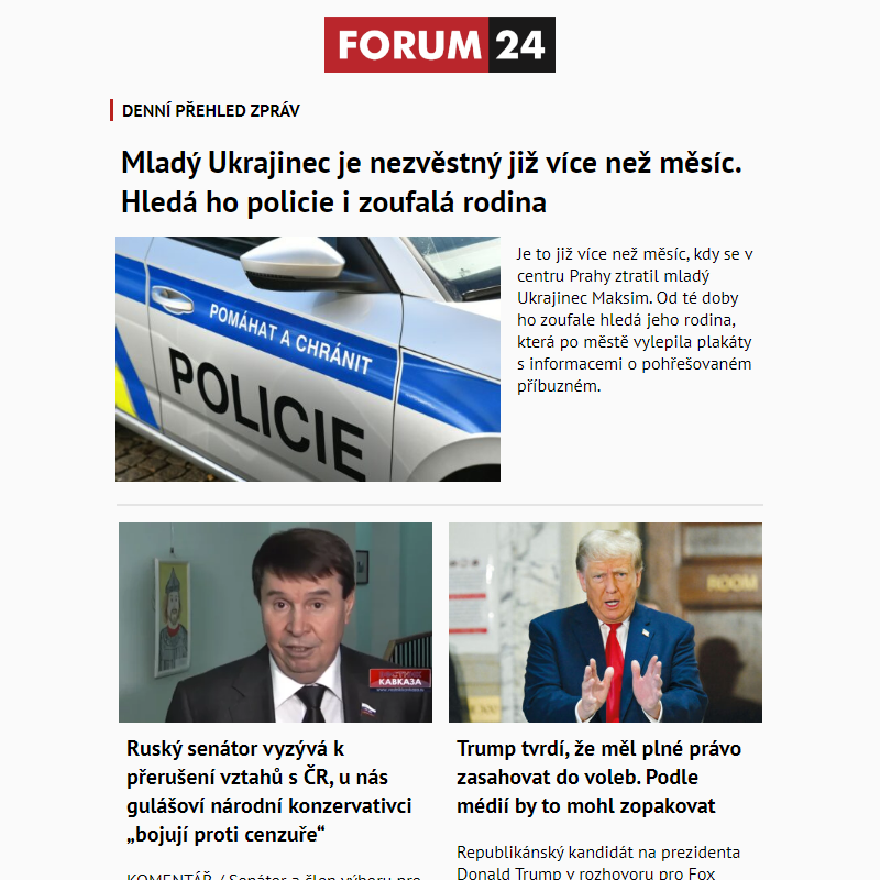 _ Ať nepřijdete o to nejlepší z deníku FORUM 24!