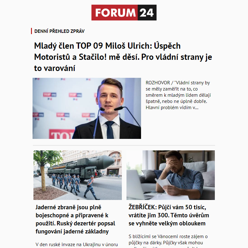 _ Ať nepřijdete o to nejlepší z deníku FORUM 24!