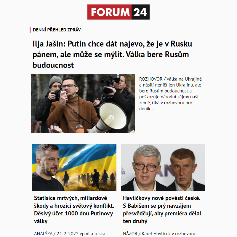 _ Ať nepřijdete o to nejlepší z deníku FORUM 24!