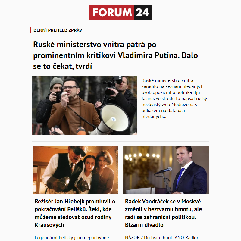 _ Ať nepřijdete o to nejlepší z deníku FORUM 24!