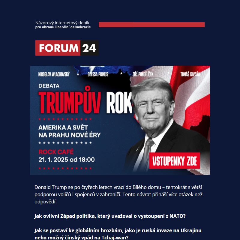 __ Trumpův návrat: Co čeká Ameriku a svět? Přijďte na debatu do Rock Café