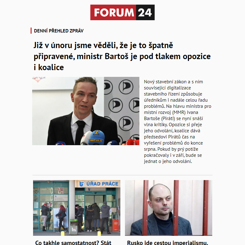 _ Ať nepřijdete o to nejlepší z deníku FORUM 24!