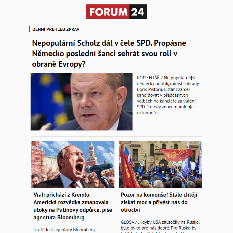 _ Ať nepřijdete o to nejlepší z deníku FORUM 24!