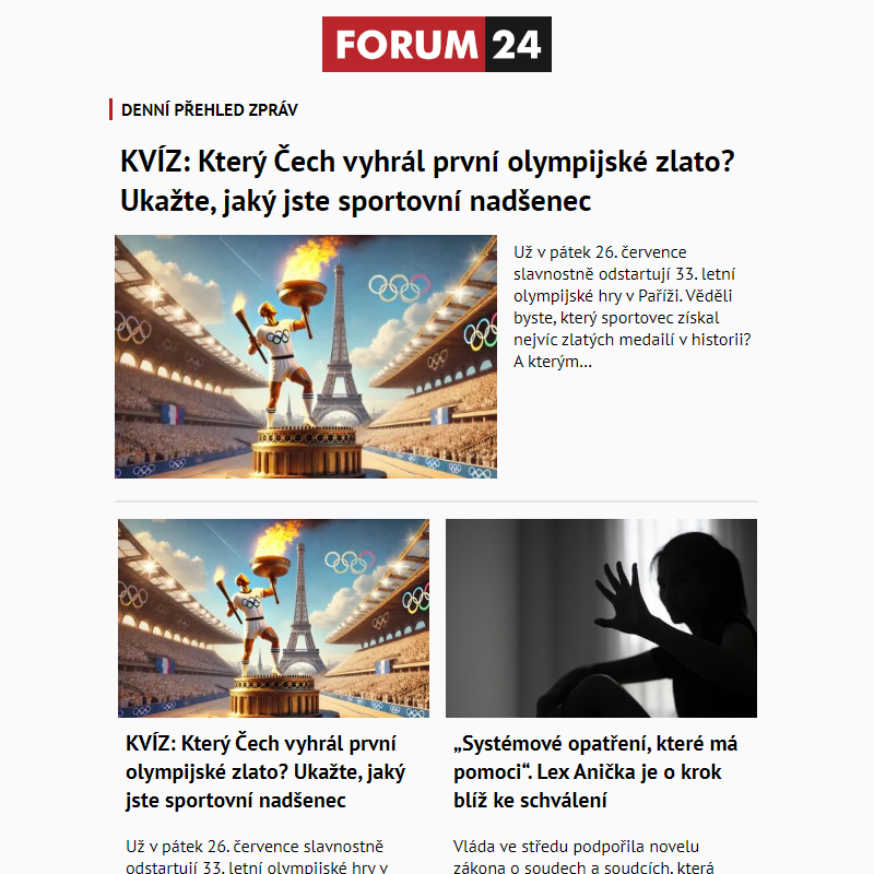 _ Ať nepřijdete o to nejlepší z deníku FORUM 24!