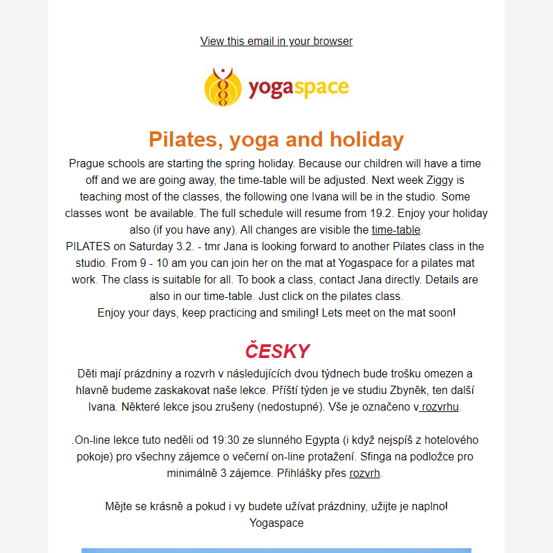 Prázdniny Holiday Pilates Yoga