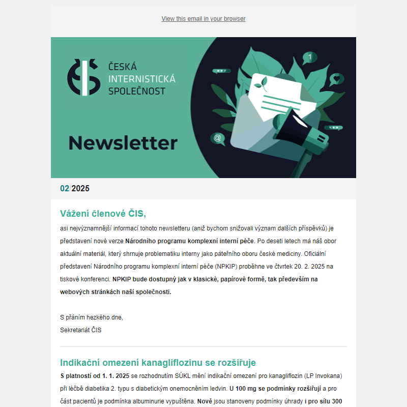 Newsletter České internistické společnosti 02/2025