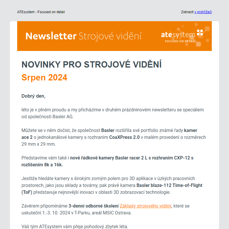 Novinky pro strojové vidění - 8/2024