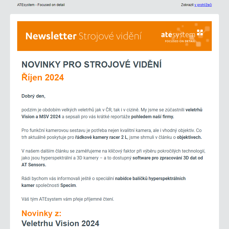 Novinky pro strojové vidění - 10/2024