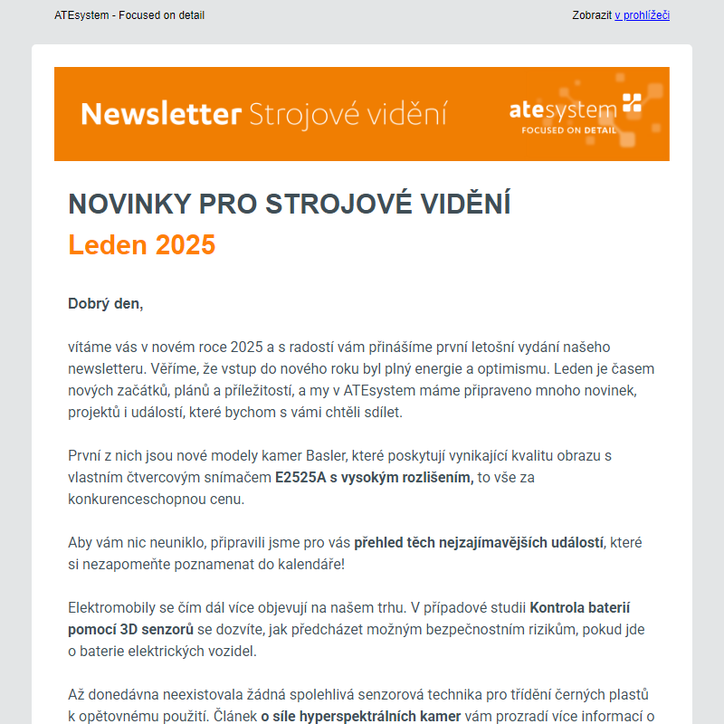 Novinky pro strojové vidění - 1/2025