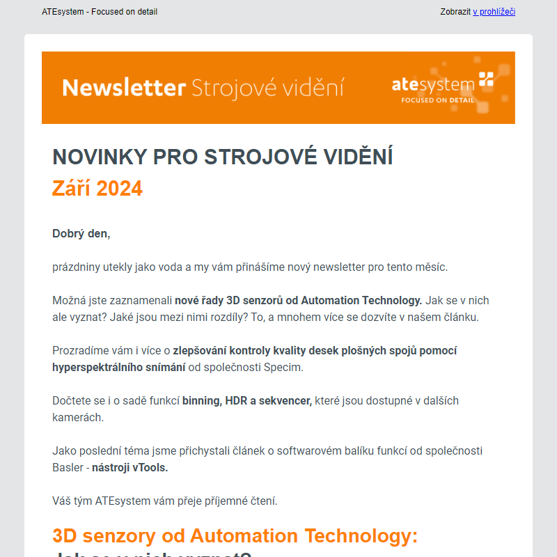 Novinky pro strojové vidění - 9/2024