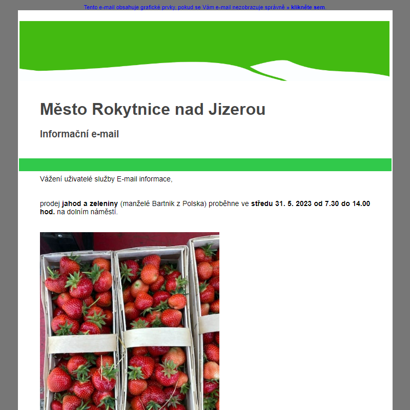 Prodej jahod a zeleniny - středa 31. 5.