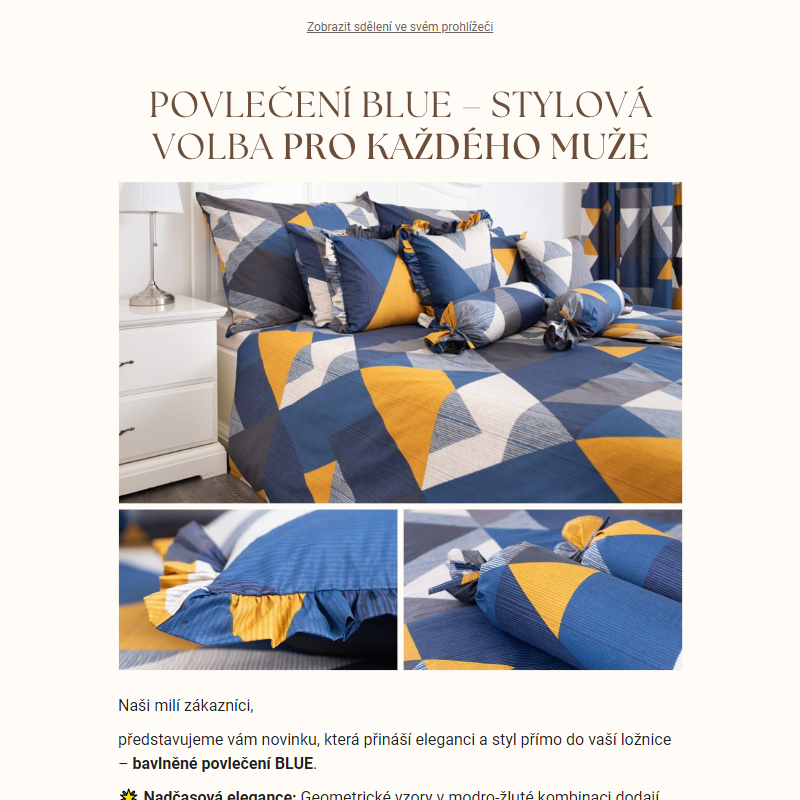 Novinka: Elegantní povlečení BLUE nejen pro pány