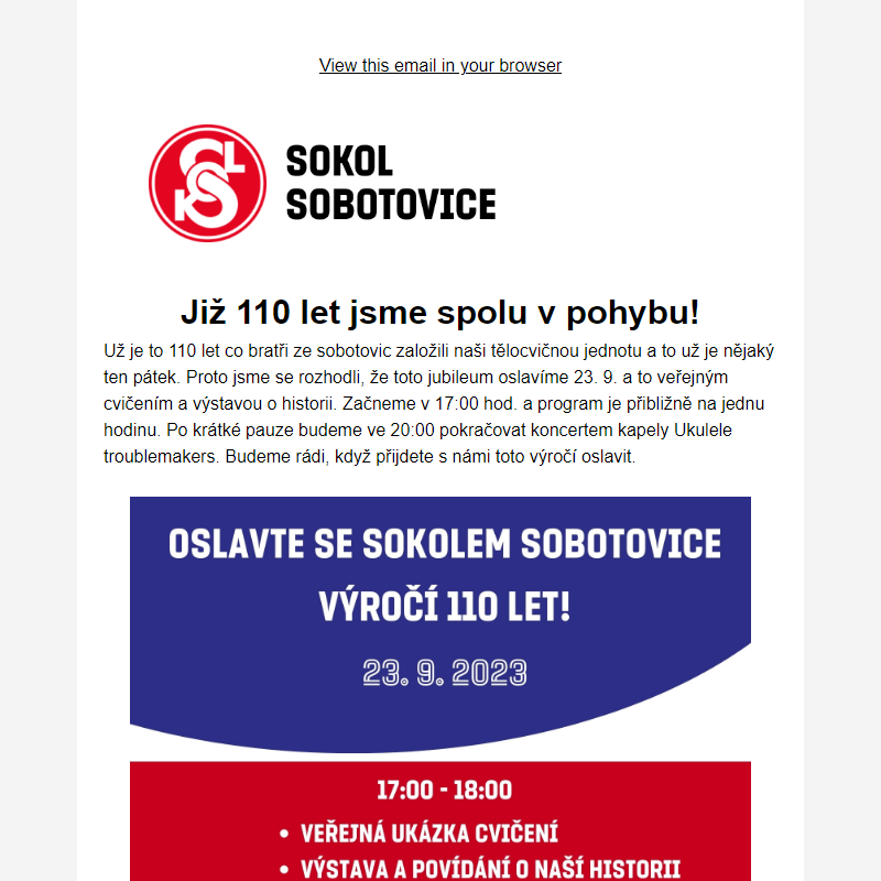 Oslavy 110 let sokola v Sobotovicích