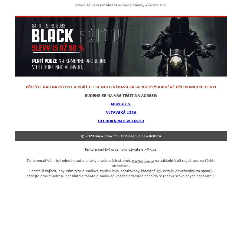 MBW BLACK FRIDAY 24.11. - 9.12.2023